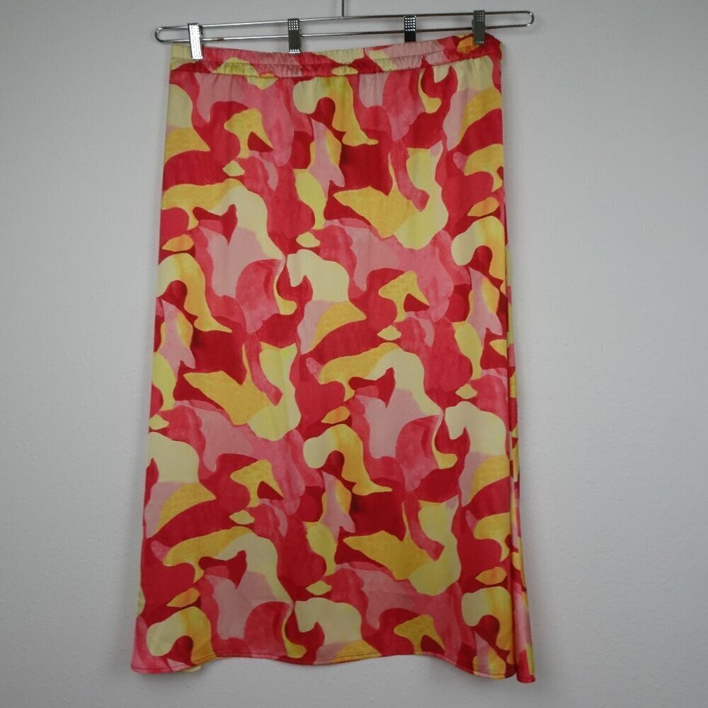 Ming Wang Skirt Women’s Size XL Multicolor Abstract Print Crepe de Chine A-Line